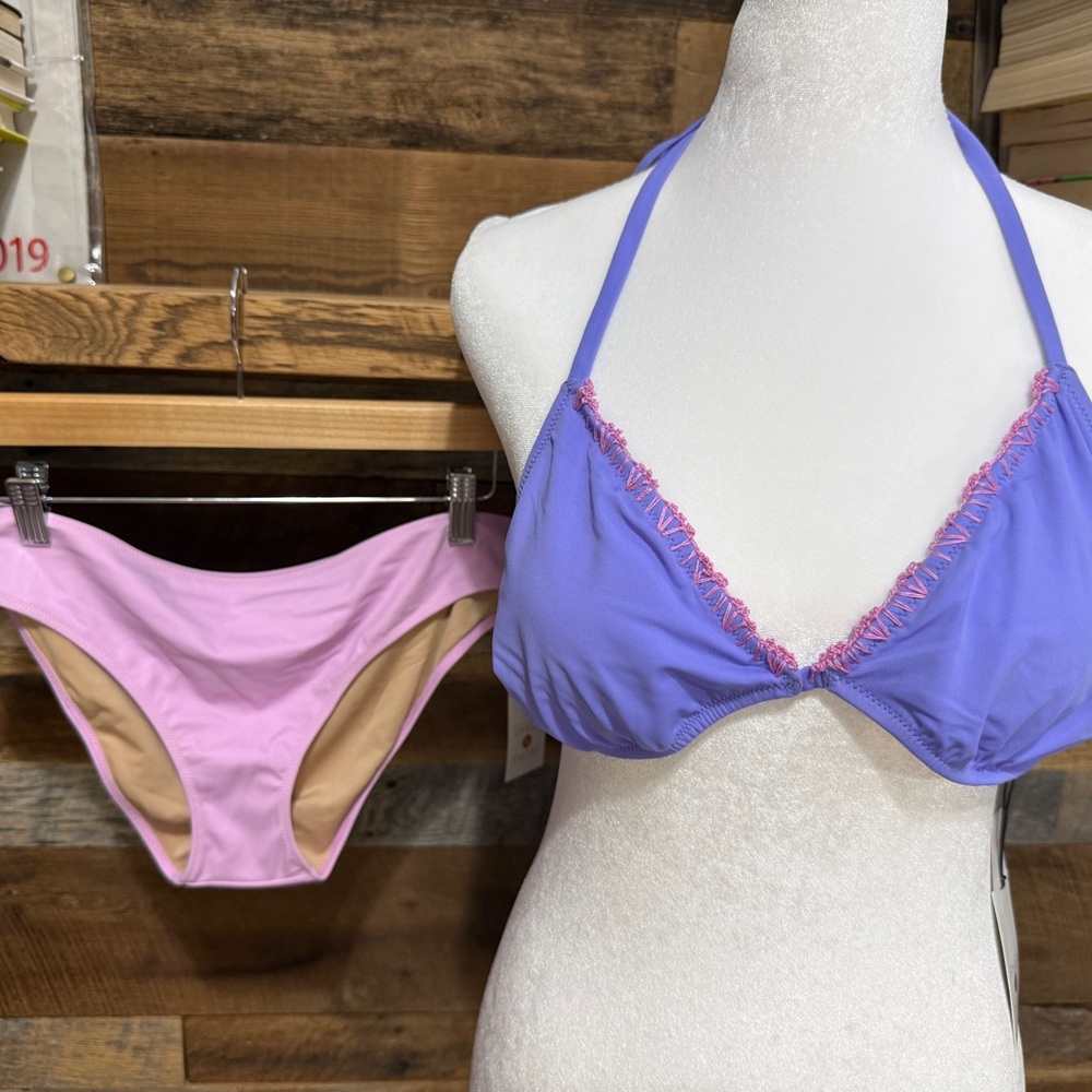 Shade & Shore Lavender Bikini Top with Pink Accent